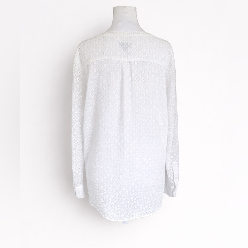 Talbots White Eyelet Embroidered Blouse Cottagecore Feminine Spring Top M - Picture 2 of 5